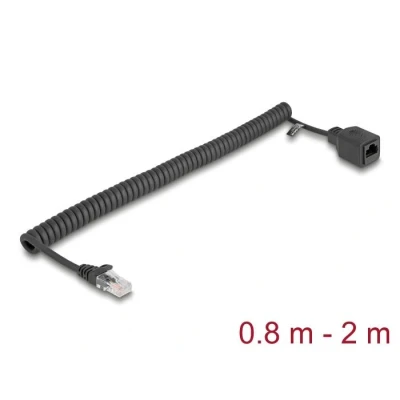 Afbeelding van Delock RJ45 Spiralkabel Stecker zu Buchse Cat.5e UTP 0,8 m bis 2 sch