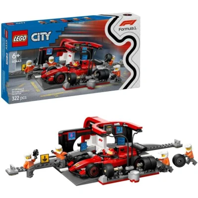 Afbeelding van LEGO 60443 City F1 pitstop en pitcrew met Ferrari