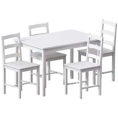 Afbeelding van Vida Designs Yorkshire Eettafel en Stoelen Set Keuken Huismeubilair (Wit, 4 zits)