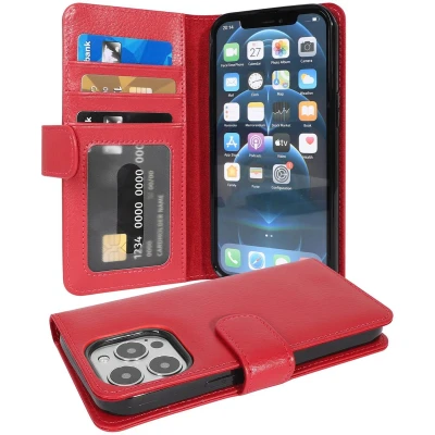 Afbeelding van Cadorabo Hoesje geschikt voor Apple iPhone 13 PRO MAX in INFERNO ROOD Beschermhoes met magnetische sluiting en 3 kaartsleuven Book Case Cover Etui
