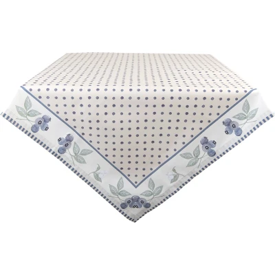 Afbeelding van Clayre &amp; Eef Tafelkleed 100x100 cm Beige Blauw Katoen Vierkant Bosbessen Tafellaken