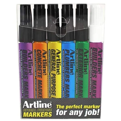 Afbeelding van Artline EKPRW6 BUILDERS Marker Kit (Pack of 6) EKPR W6