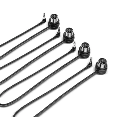 Afbeelding van CME TRS MIDI kabel, set van 4, type A (3,5 mm 1/8 inch) op 5 pin DIN, 1FT / 30cm, laag profiel, gespiegelde 45 graden schuine ultradunne stekkers voor compacte ruimtes, ideaal synths en