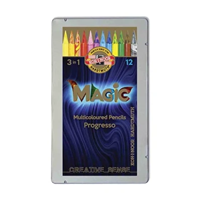 Afbeelding van MAGIC 12 stuks full stiften kleurpotloden kunstenaar multi metalen doos set kerstset van KOH I Noor cadeauset