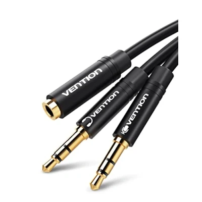 Afbeelding van VENTION 3.5 mm Audio Splitter Kabel Vrouwelijke naar Dual Mannelijke Y Adapter, 3.5mm Aux Headset en Microfoon voor PC Laptop Headphone 1M