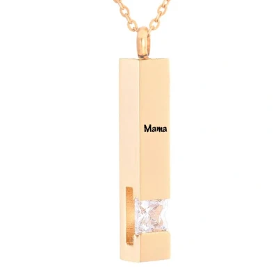 Afbeelding van Luxe Ashanger Met Ketting En Gravering Mama Assieraad Rosegoud Witte Steen As Gedenksieraad Urn Incl. vuller
