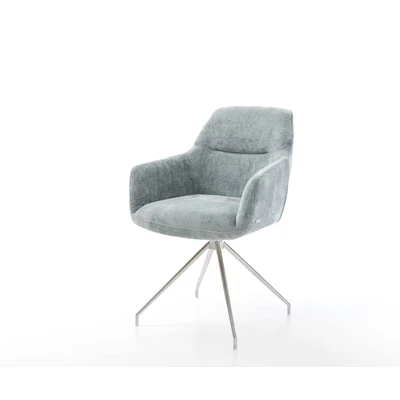 Afbeelding van DELIFE Draaistoel Pejo Flex chenille pastelblauw kruisframe conisch roestvrij staal 180 draaibaar pocketveer kern