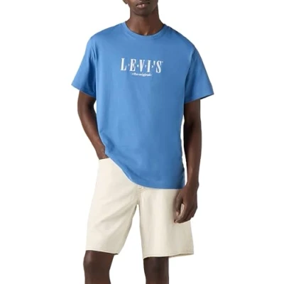 Afbeelding van Levi&#039;s Ss Relaxed Fit Tee T Shirt heren, Serif Logo Dutch Blu, XXL