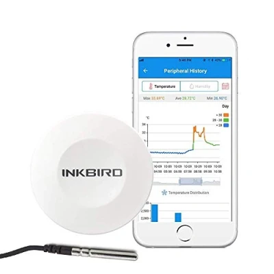 Afbeelding van Inkbird Bluetooth Draadloze Externe Vochtigheid Temperatuur Datalogger recorder,IBS TH1 Thermometer Hygrometer voor Broeikas, Reptielen, Koelkast, Sigarenkelder, Fermentatie