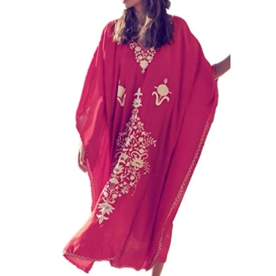 Afbeelding van YouKD Wemon&#039;s zomer katoenen lange kaftan maxi jurk Boheemse badpak strandbedekking gewaden