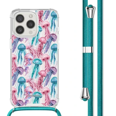Afbeelding van Apple iPhone 15 Pro Hoesje Kunststof iMoshion Softcase/Koordhoesje/Backcover Jellyfish Watercolor Telefoonhoesje