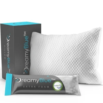 Afbeelding van DreamyBlue Premium kussen om te slapen Geraspte Memory Foam Fill [Verstelbare Loft] Wasbare hoes van bamboe afgeleid Rayon voor zij , rug buikslapers CertiPUR US gecertificeerd
