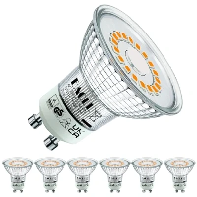 Afbeelding van EACLL GU10 LED Lamp Warm Wit, 6W Gelijk aan 80W Halogeenlampen, 6 pack, 2700K 610lm AC 230V Geen Flikkering Energiezuinige Verlichting, Stralingshoek 120 Spot, Niet Dimbaar Reflectorlamp