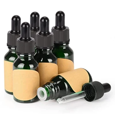 Afbeelding van stonylab 6 Pack Glazen Druppelflesje, Lege Fles met Druppelaar, Binnenste Plug en Label voor Etherische Oliën Aromatherapie Geuren (15 ml, Groen)