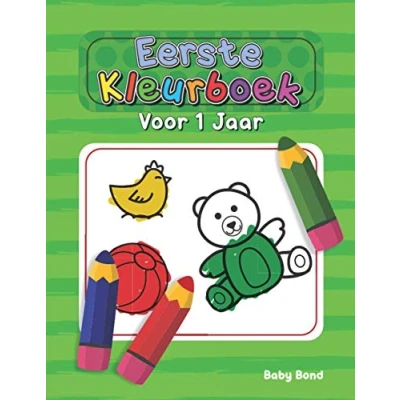 Afbeelding van eerste kleurboek voor 1 Jaar: Het ideale uw kind! tot 3 jaar oud. Heel eenvoudig om de essentie te leren met grote dieren, speelgoed, vormen, cijfers en kleuren.