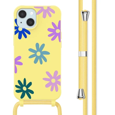Afbeelding van Apple iPhone 15 Hoesje Siliconen en TPU (zacht) imoshion Softcase/Koordhoesje/Backcover Yellow Flower Distance Telefoonhoesje