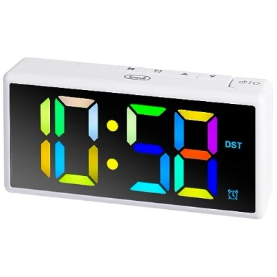 Afbeelding van Trevi EC 886 Digitale wekker met groot led display, meerkleurige elektronische beltoon, sluimerfunctie en dimfunctie, USB aansluiting voor het opladen van apparaten, wit