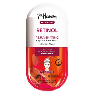 Afbeelding van Gezichtsmasker 7th heaven vegan retinol capsule sheet mask juvenating moisturizing verjongend vochtinbrengend 7 minuten