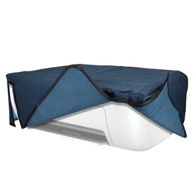 Afbeelding van kwmobile printer hoes geschikt voor HP DeskJet 2755e / 2720e 2710e 2820e case Linnen cover Stofhoes in blauwgrijs