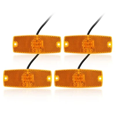Afbeelding van Qiping 4 stuks begrenzingslichten oranje 12 V 24 led contourlamp geel barnsteen positielicht met E keurmerk voor vrachtwagen, aanhanger, caravan, auto, tractor