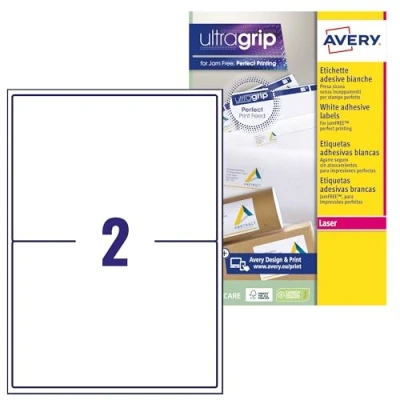 Afbeelding van Avery L7168 15 stuks 30 etiketten laser 199,6 x 143,5 mm, wit
