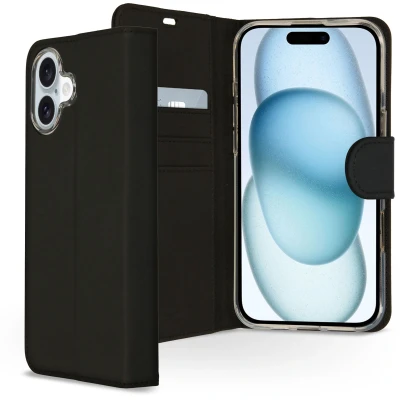 Afbeelding van Apple iPhone 16 Plus Hoesje Kunstleder Accezz Bookcase Zwart Telefoonhoesje