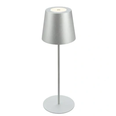 Afbeelding van BRILONER LED tafellamp draadloos met touch, traploos dimbaar, in hoogte verstelbaar, bedlamp, leeslamp, lamp, campinglamp, tafellamp, batterijlamp, buitenlamp, 36x10,5 cm, zilverkleurig