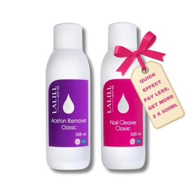 Afbeelding van LALILL Set nagelreiniger 500 ml + aceton nagellakverwijderaar remover voor hybride lakken, gel, acryl en tips nagelontvetter polijsten, gels, hybriden penselen