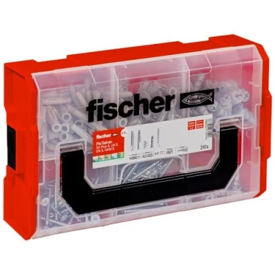 Afbeelding van fischer FixTainer Hält Alles Box, pluggenset met 240 delen, uitzet , metaal universele &amp; gipsplaatpluggen, incl. instelgereedschap schroeven, praktische gereedschapskoffer