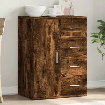 Afbeelding van Dressoir 59x39x80 cm bewerkt hout gerookt eikenkleurig