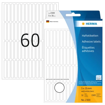 Afbeelding van Etiket HERMA 2300 5x35mm wit 1920stuks