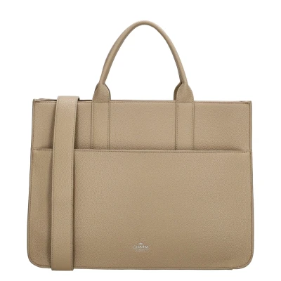 Afbeelding van Charm London Princeton Hand &amp; Schoudertas Laptoptas 15,6 inch Lichttaupe