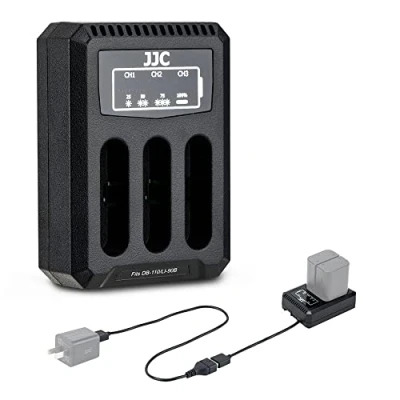 Afbeelding van JJC USB Triple Oplader Acculader voor Ricoh GRIII, GR III HDF, GRIIIx, IIIx Olympus TG 7 6 5 4 3 2 1, Stylus X Z2 iHS, SP 100 Camera&#039;s DB 110, LI 90B Accu