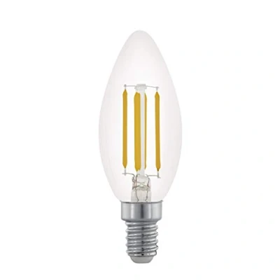 Afbeelding van EGLO Filament LED lamp E14 dimbaar, kaars gloeilamp voor retro verlichting, 4 Watt (32w equivalent), 350 Lumen, lichtbron warm wit, 2700 Kelvin, C35, Ø 3,5 cm