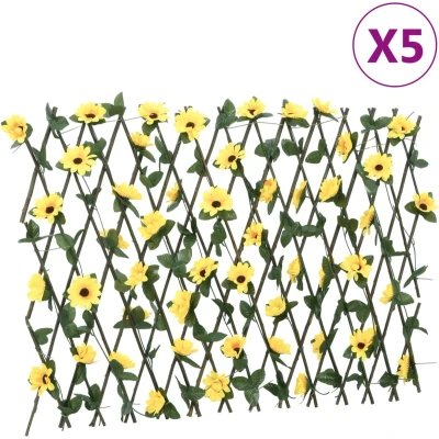 Afbeelding van Kunstplant klimop op latwerk 5 st uittrekbaar 180x60 cm geel