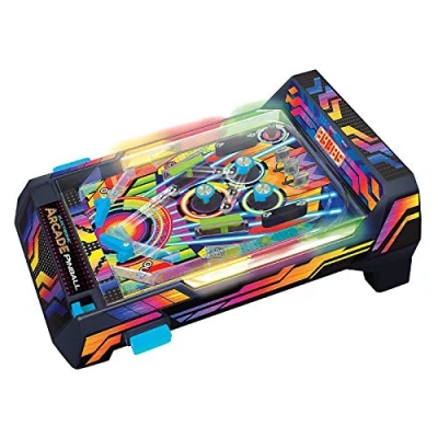 Afbeelding van #Winning Arcade Deluxe Neon Flipperkast Speelkast Mini Pinball Machine Elektrische Scoreteller Inclusief LED en Geluiden 80328