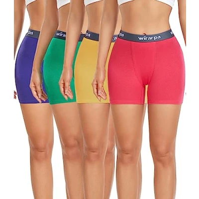 Afbeelding van wirarpa Boxershorts voor dames, korte katoenen broek onder jurk, binnenbeenlengte, verpakking van 4 stuks, meerkleurig a16, L