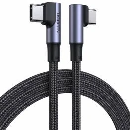 Afbeelding van Ugreen USB C oplaadkabel met hoek 2m 100W PD zwart geweven