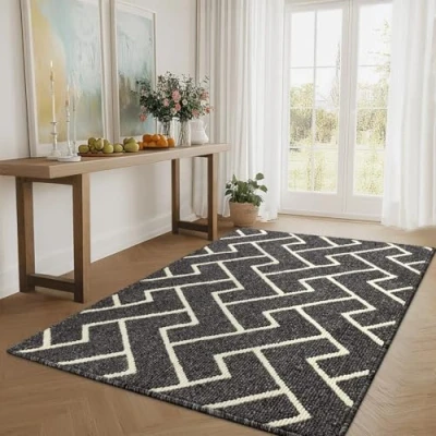 Afbeelding van Biscpro Deurmatten voor Binnen, 90 x 150 cm,Antislip Achterkant,Vuilvangmat,Absorberende Antislipdeurmat Ingang,Binnen,Keuken,Achterdeur,Huisdieren en Tuin (Black)