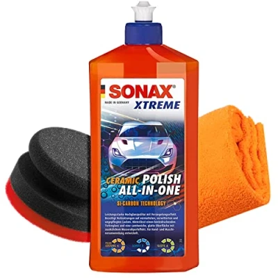 Afbeelding van detailmate Sonax Ceramic Polish All in One Polijstset, 0,5 l + Garage Freaks handpolijstspons microvezeldoek 550 g/m² auto handpolijstset