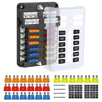 Afbeelding van UMISKY 12 Weg Zekeringhouder Box Zekeringkast met LED display Beschermhoes DC 32V voor Auto Boot RV Marine SUV