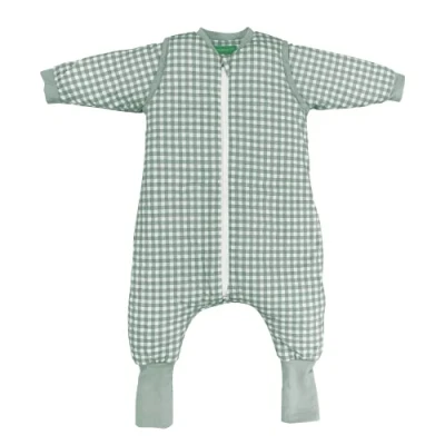 Afbeelding van molis &amp; co molis&amp;co. Babyslaapzak met voeten, afneembare mouwen en sokken. 2,5 TOG. Maat: 100 cm (4 jaar). Ideaal voor de overgangsperiode winter. Mint Tea. 100% katoen (Oeko Tex 100).