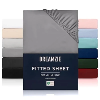 Afbeelding van Dreamzie hoeslaken 140x190/200 cm voor dikke matrassen tot 33 100 procent polyester microvezel antracietgrijs Gecertificeerd zonder chemische producten (Oeko TEX) met volledig elastiek