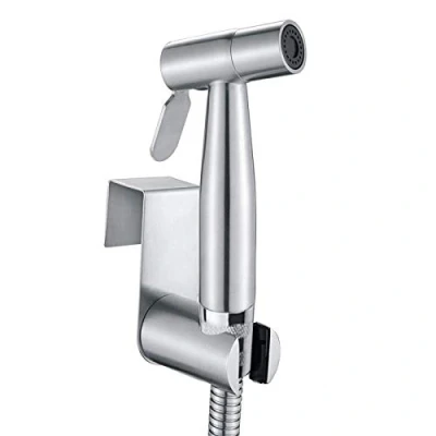 Afbeelding van Handsproeier voor bidet, shattaf, handdouche van roestvrij staal, slang 1,5 m en houder sproeier, te gebruiken in wastafel of toilet, 3 delig, stijl 1