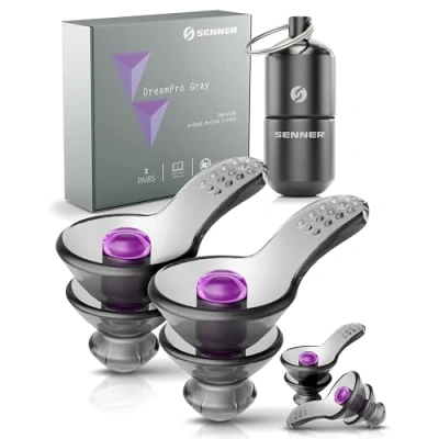 Afbeelding van Senner ® DreamPro Oordoppen voor rustige slaap Gehoorbescherming ideaal in lawaaierige omgevingen en zijslapers Anti snurk oordopjes Hypoallergeen, 2 maten, met aluminium behuizing