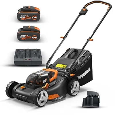 Afbeelding van WORX WG743E Accu grasmaaier, 40 V, professionele grasmaaier met mulchfunctie en PowerShare accu, grasmaaien zonder kabel, ideaal voor tuinen tot 500 m²