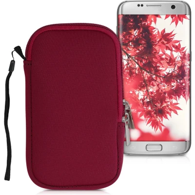Afbeelding van kwmobile telefoontasje universeel geschikt voor M 5,5&quot; smartphones 15,2 x 8,3 cm Hoesje met rits en polslusje In rood