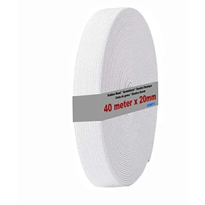 Afbeelding van HIMRY 40 m x 20 mm Rubberen Band voor Naaien, Plat Elastische van Polyester en Rubber, Wit Kleur, KXB5005 white