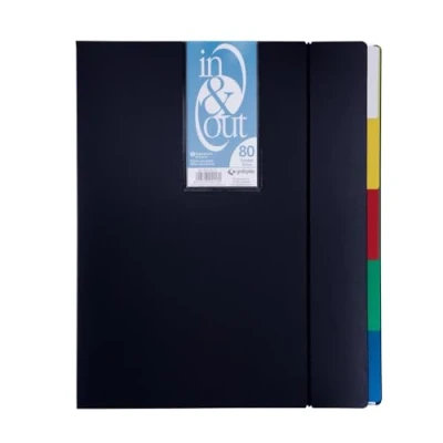 Afbeelding van Organiser Map Grafoplas In&amp;Out 80 Hoezen Zwart Spiraal