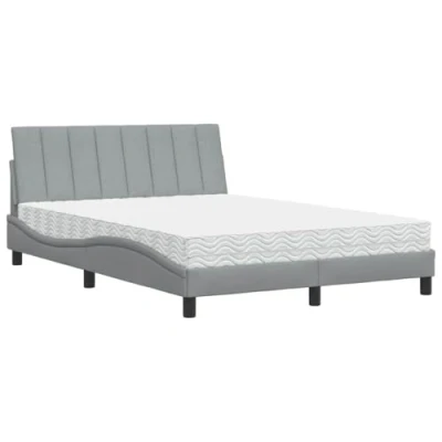 Afbeelding van vidaXL Bed met matras stof lichtgrijs 120x200 cm